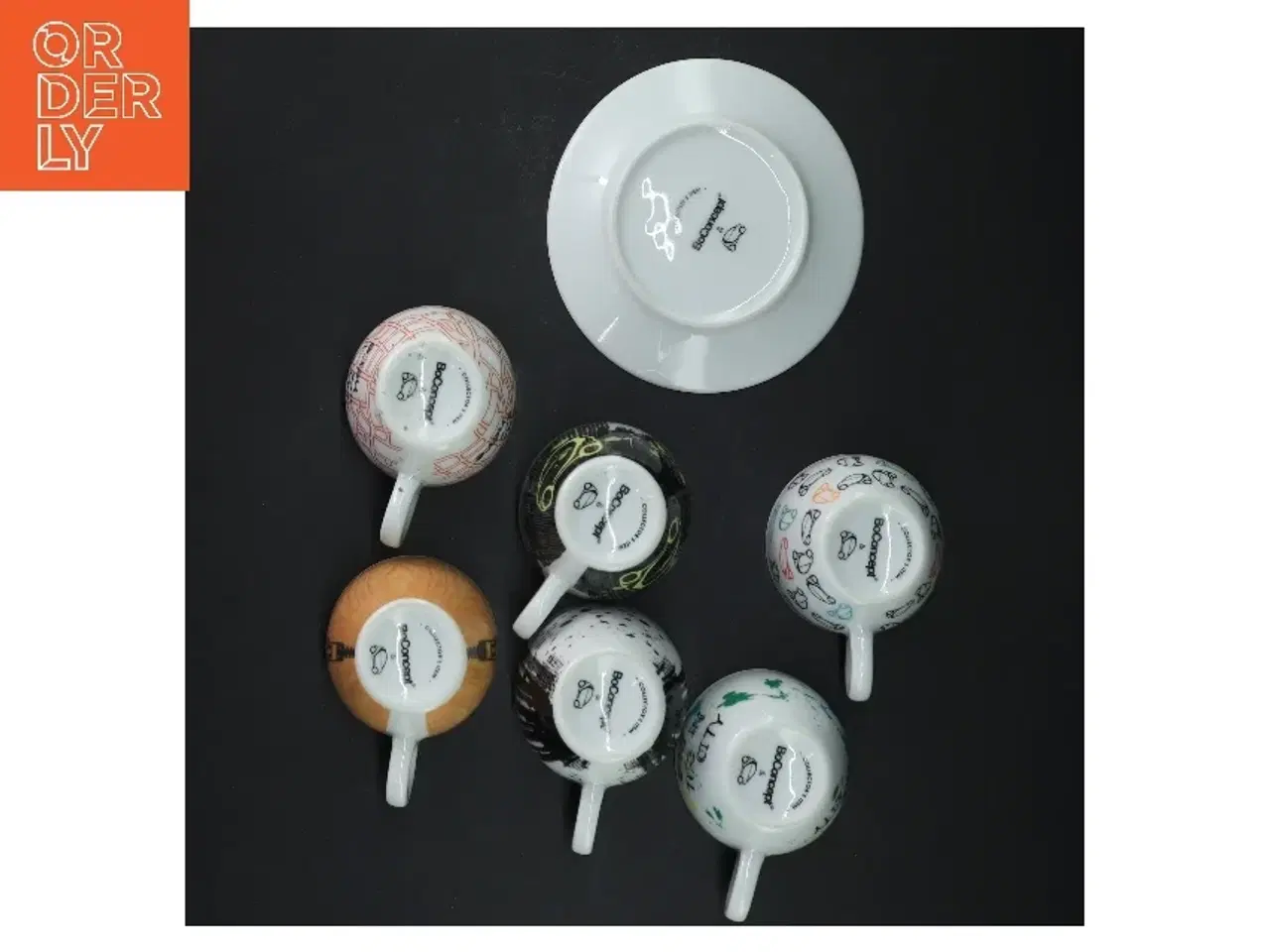 Billede 2 - Sæt med kopper og underkopper fra BeConcept (str. 6 styk, ø 11 og 6 cm)