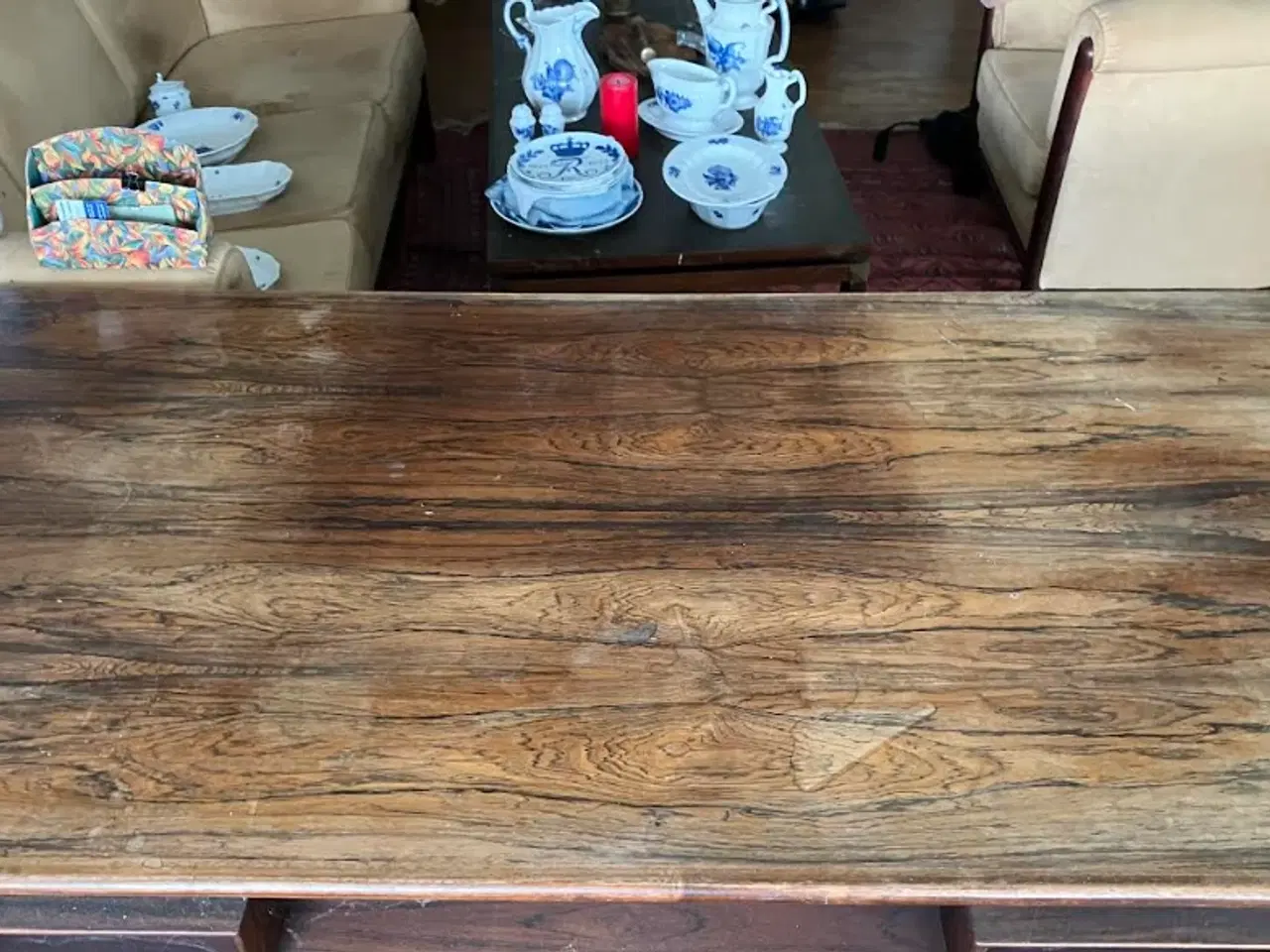 Billede 1 - Palisander skrivebord med palisander papirkurv.