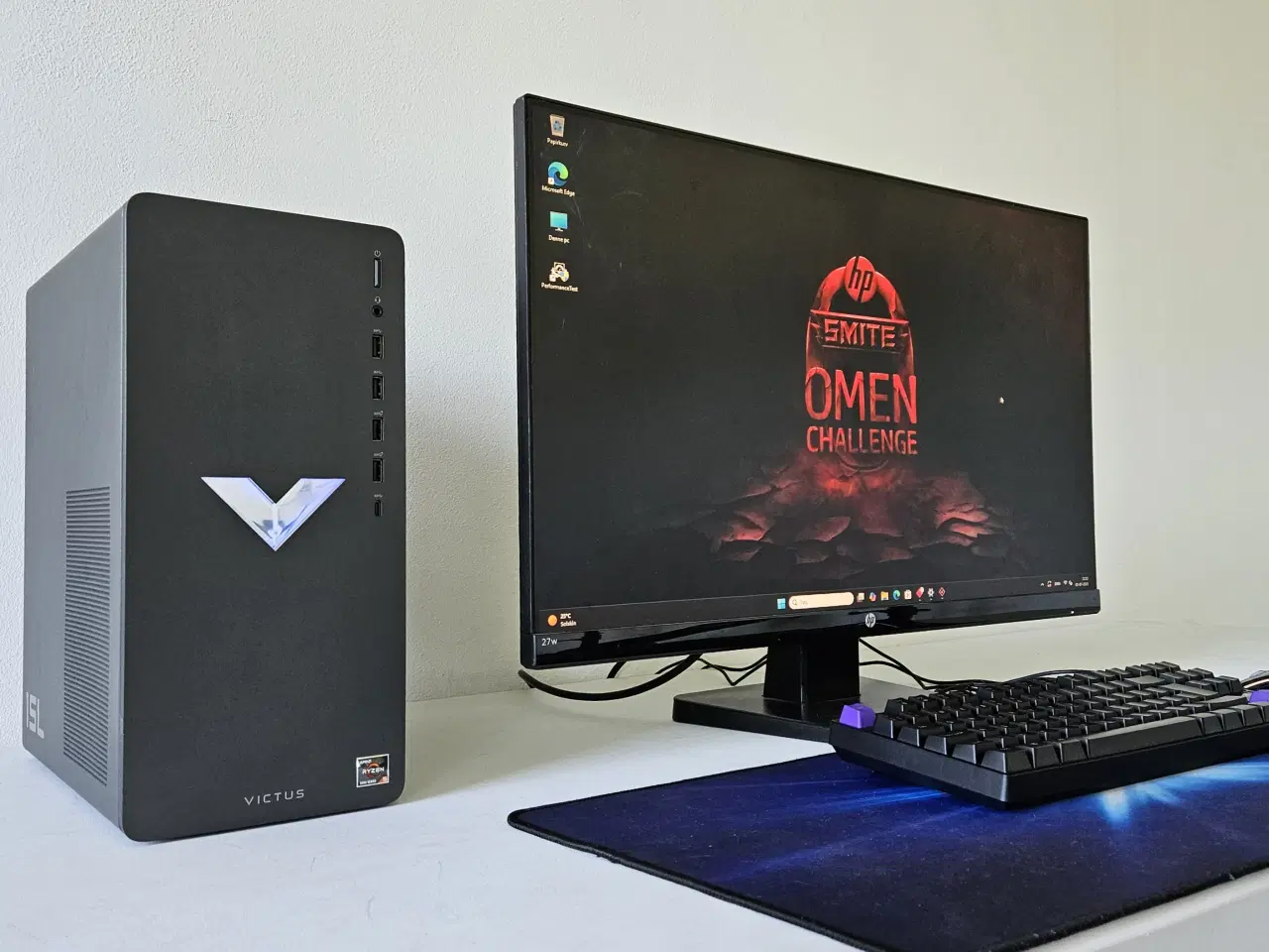 Billede 1 - 1 år gl. HP Gamer Pc + 27" HD Skærm
