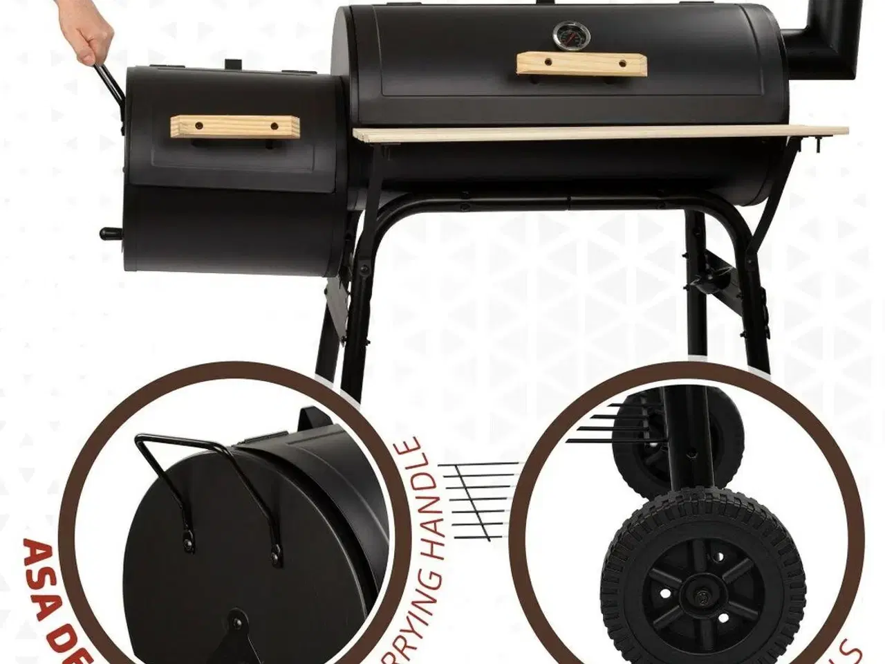 Billede 4 - Kulgrill med hjul Aktive Stål Plastik Emaljeret metal 106 x 106 x 61 cm Sort