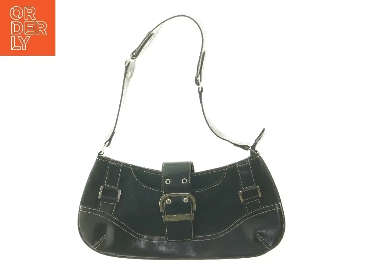 Billede 1 - Sort skuldertaske med spænder (str. 15x33 cm)