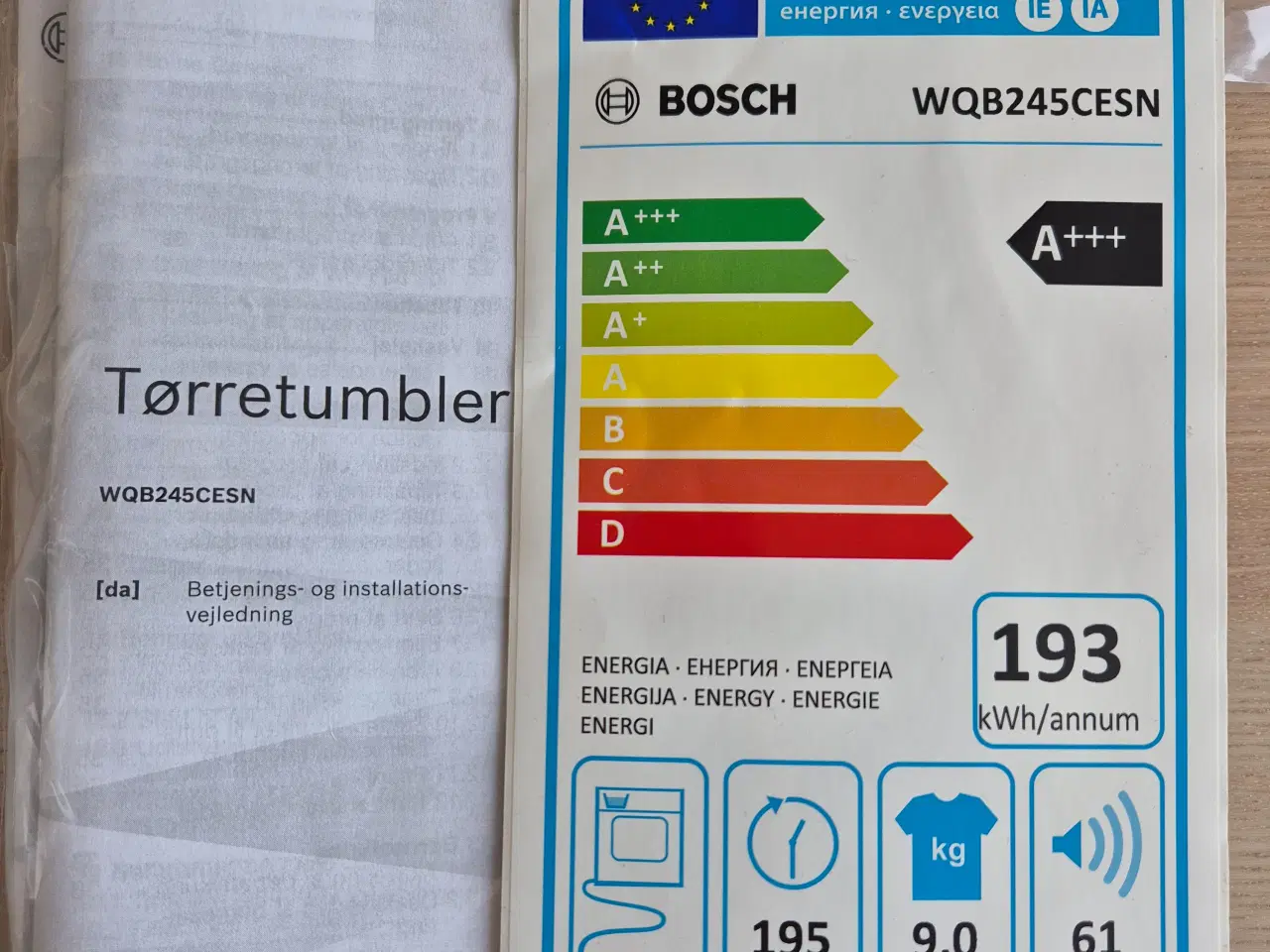 Billede 5 - Bosch WQ824SCESN Kondens Tørretumbler 9 kg Hvid