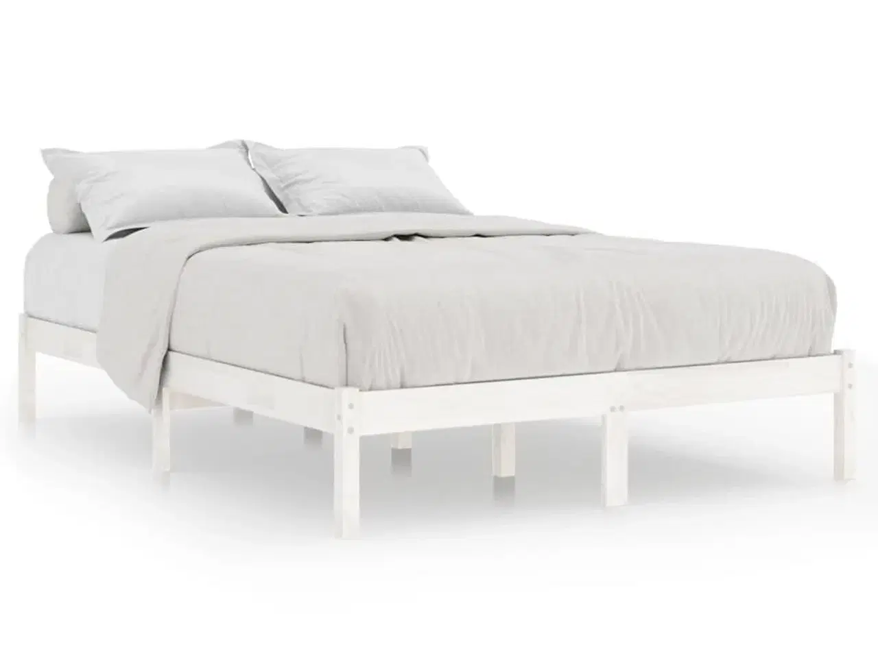 Billede 2 - Sengestel 180x200 cm Super King massivt fyrretræ hvid