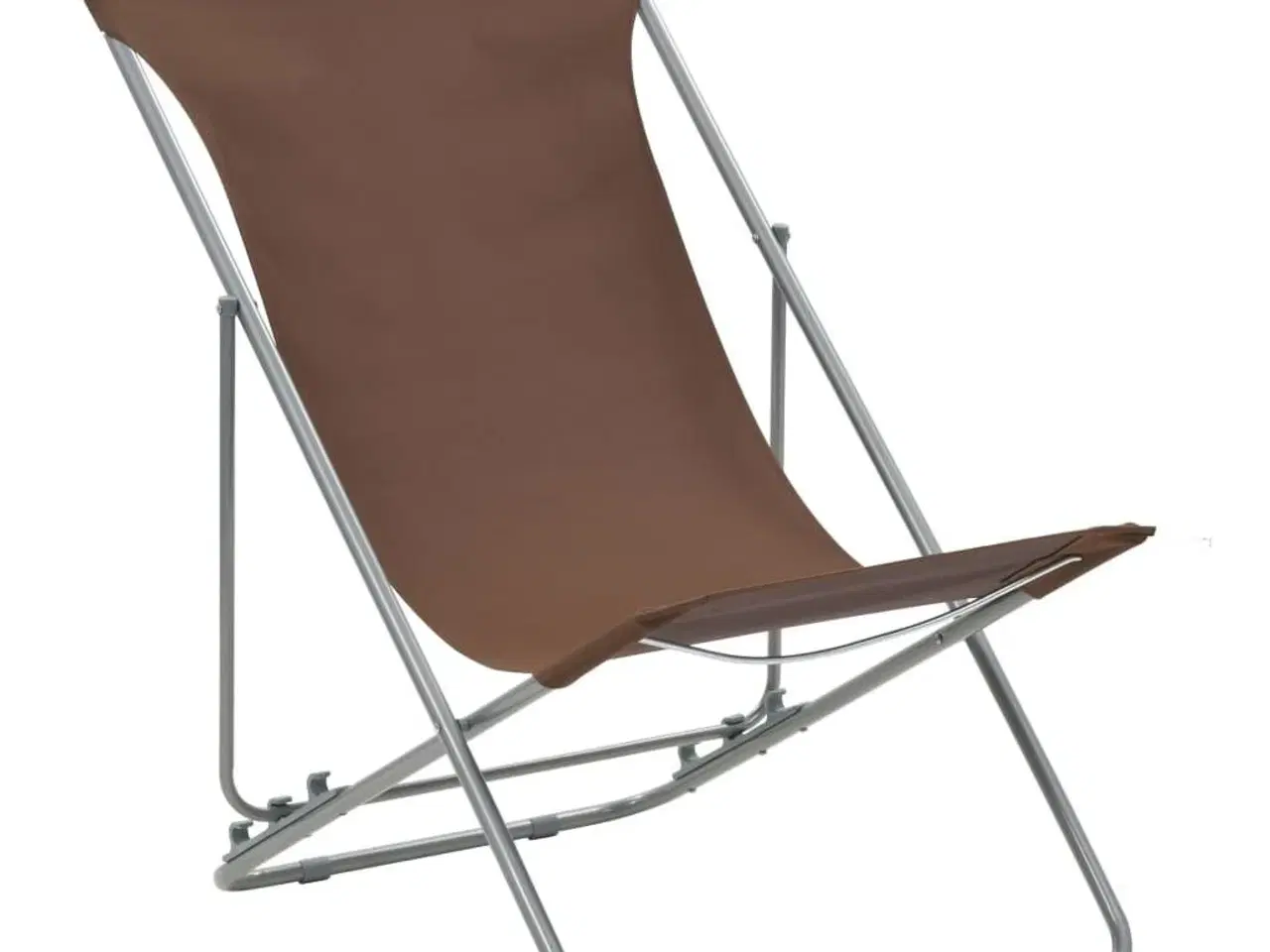 Billede 2 - Foldbare strandstole 2 stk. stål og oxfordstof brun