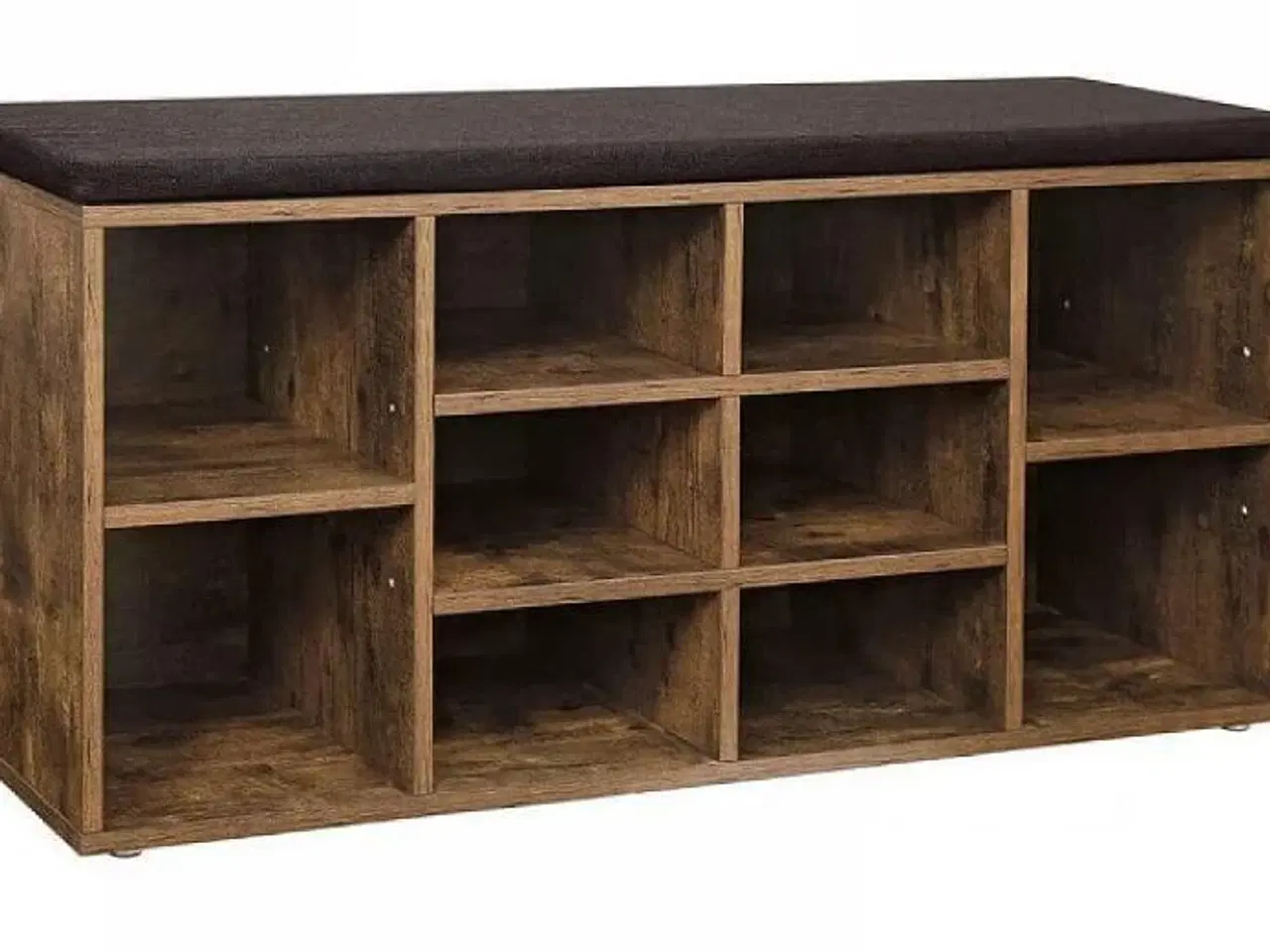 Billede 1 - Opbevaringsbænk til sko 10 rum, med hynde, 104 × 30 × 48 cm, rustik brun