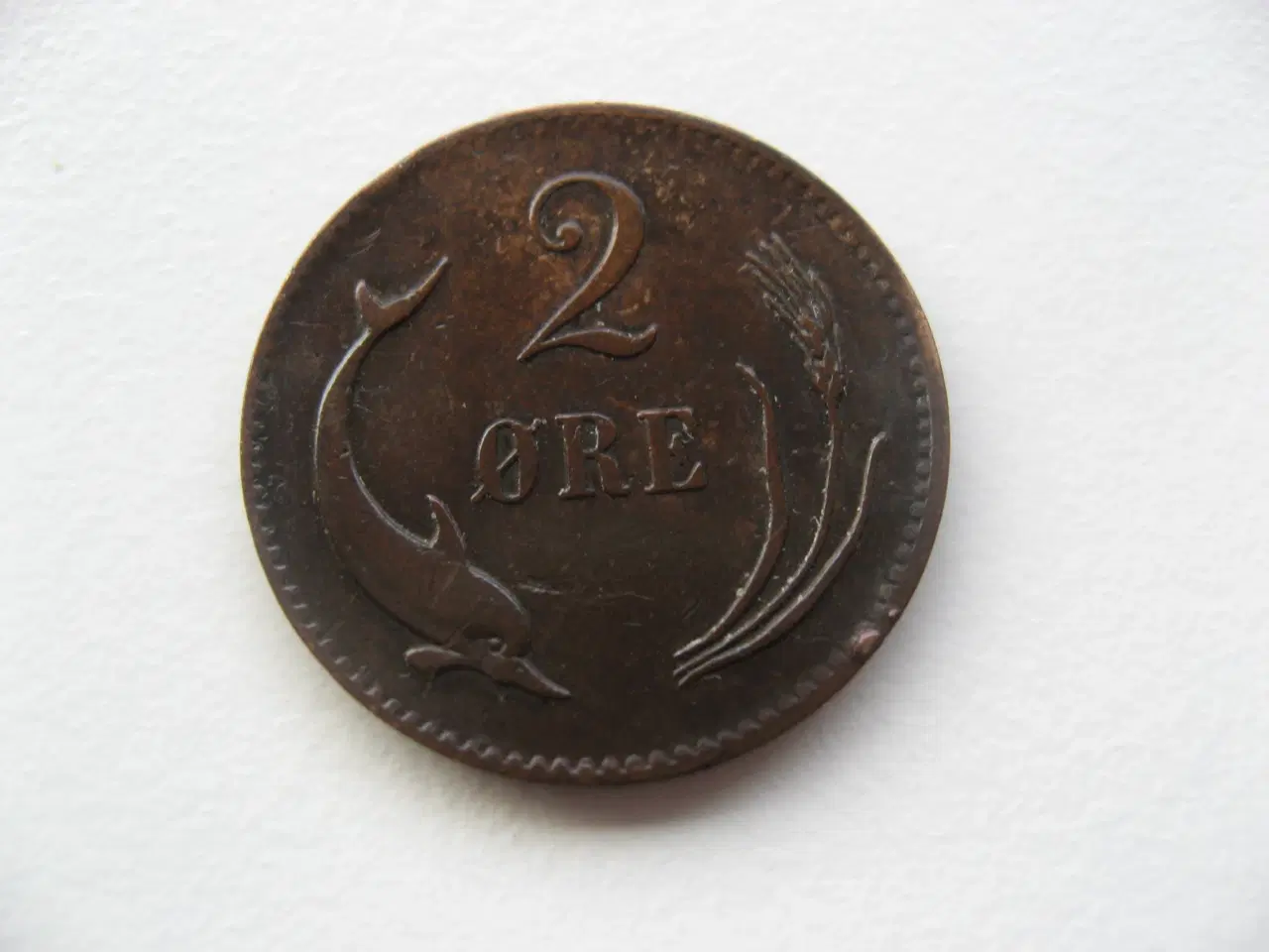 Billede 2 - Flot delfin 2 øre 1881, bedre årstal