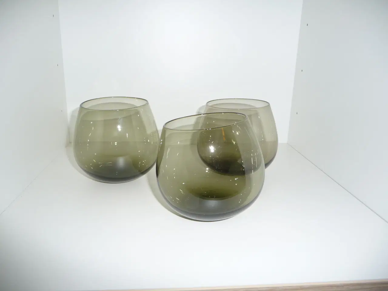 Billede 3 - 3 tumling Cognacglas, grønlig 