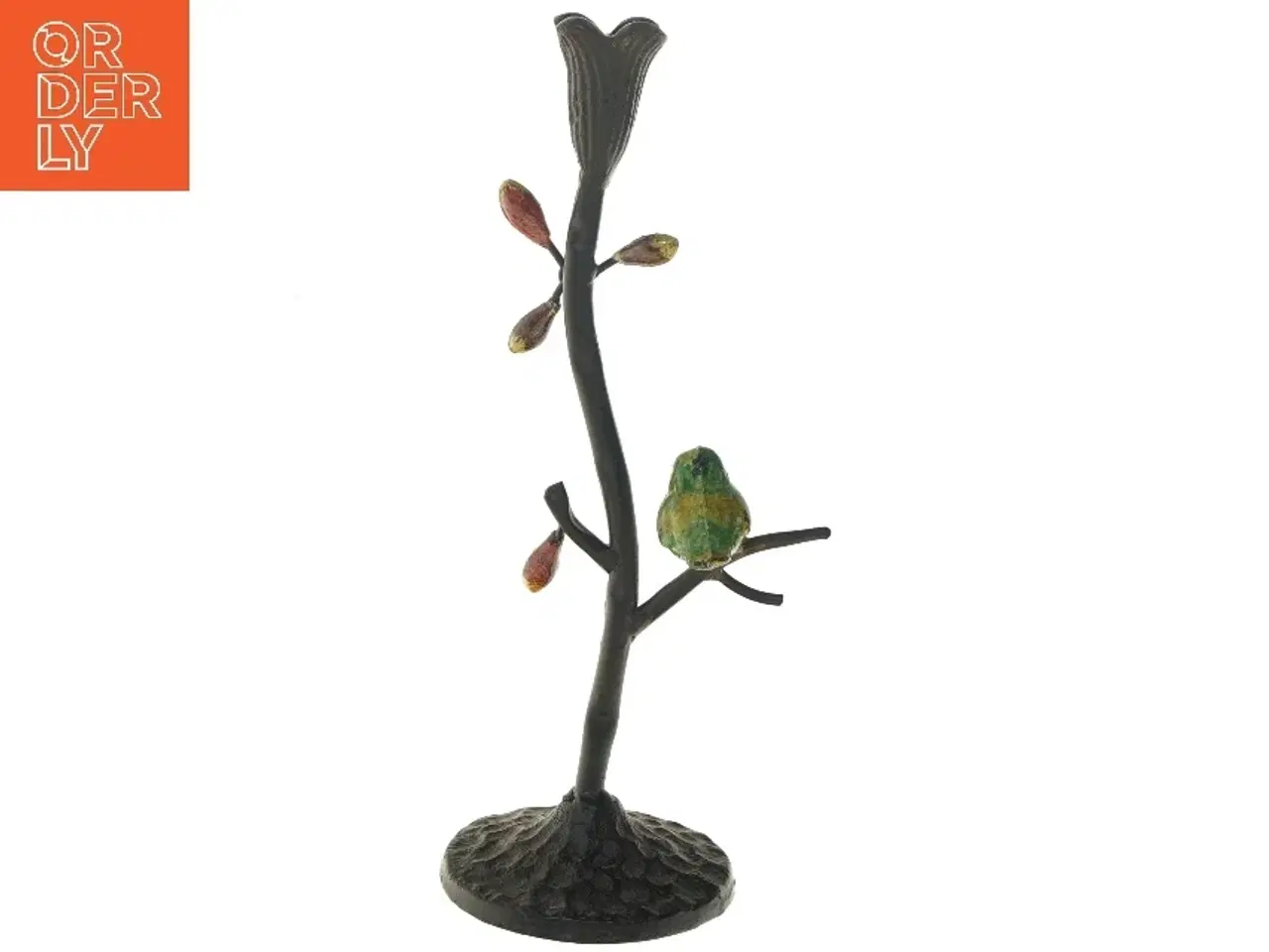 Billede 3 - Dekorativ lysestage med fugl og blade (str. 29,5 cm)