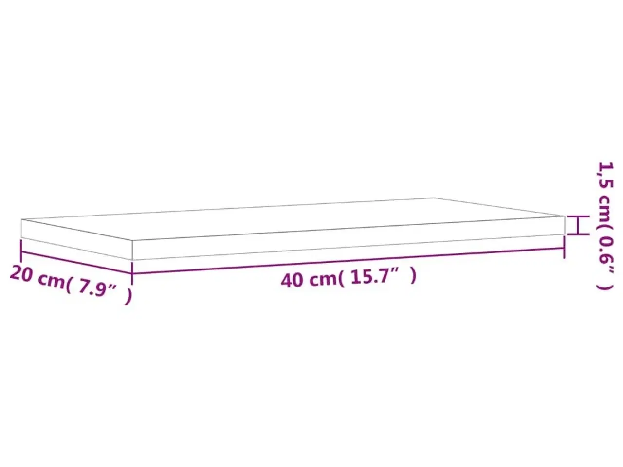Billede 9 - Væghylder 4 stk. 40x20x1,5 cm konstrueret træ røget egetræ
