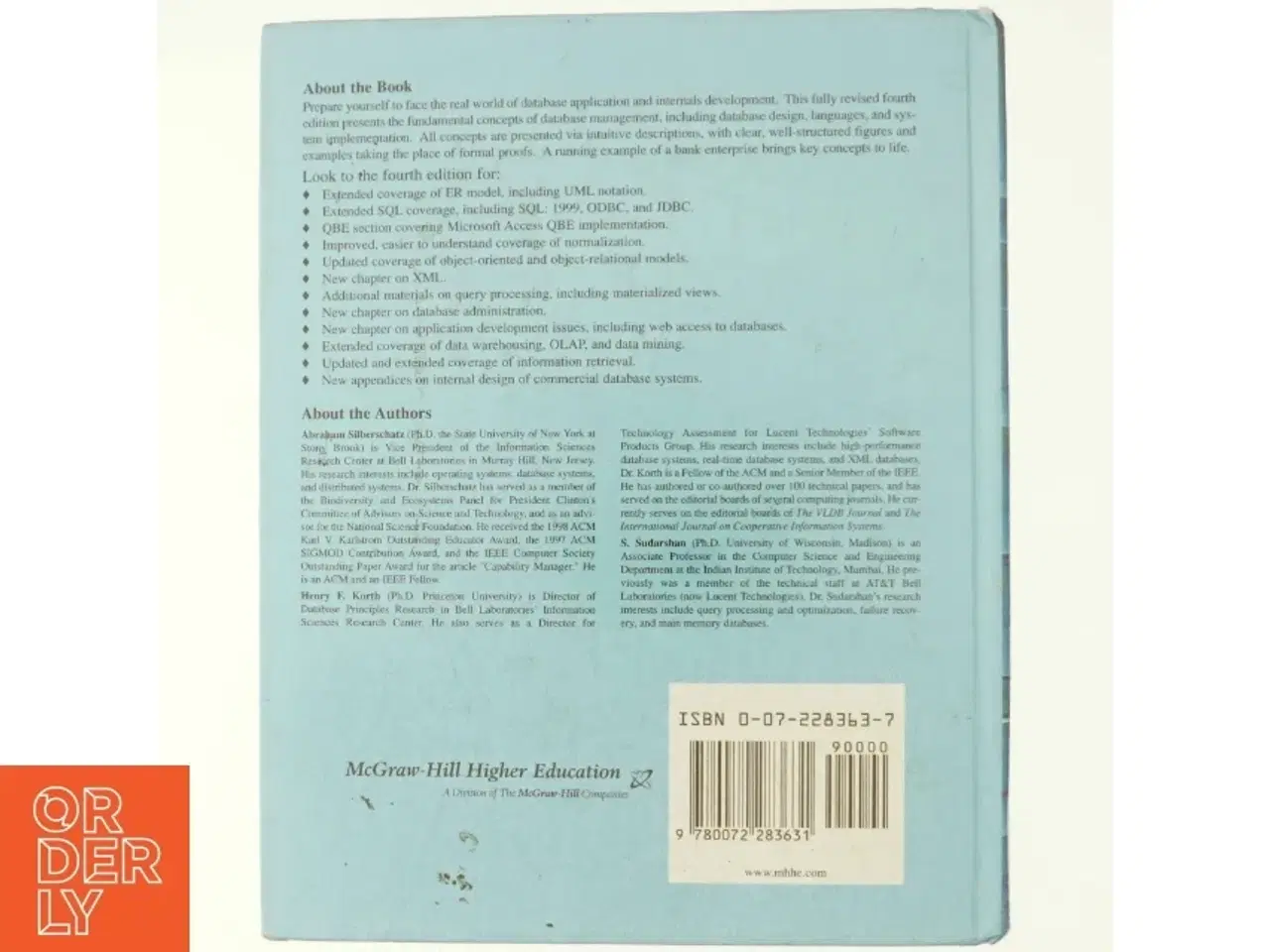 Billede 3 - Database System Concepts by Henry F., Sudarshan, S., Silberschatz, Abraham Korth af Henry F. Korth, Abraham Silberschatz (Bog)