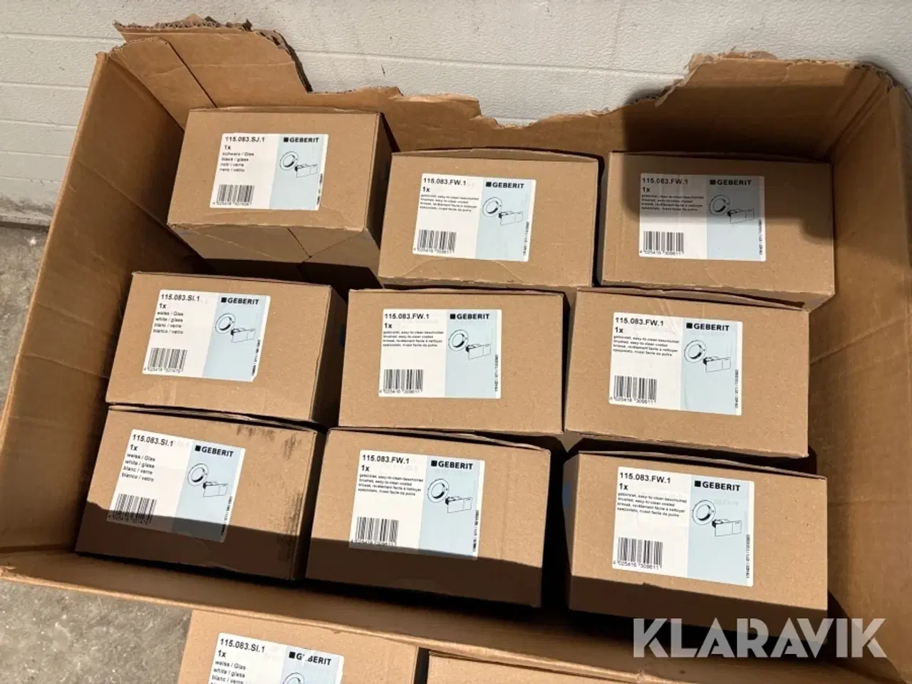 Billede 5 - Trykknap til toiletskyl Geberit stål, hvid og sort glas, 11 styk