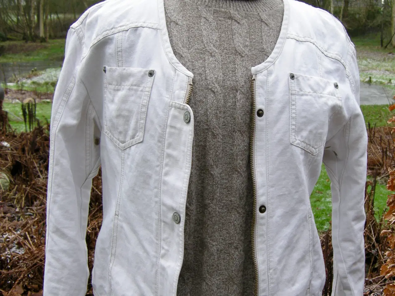 Billede 3 - Denimjakke fra Prèt i bomuld og hør, Str. 38, Sand