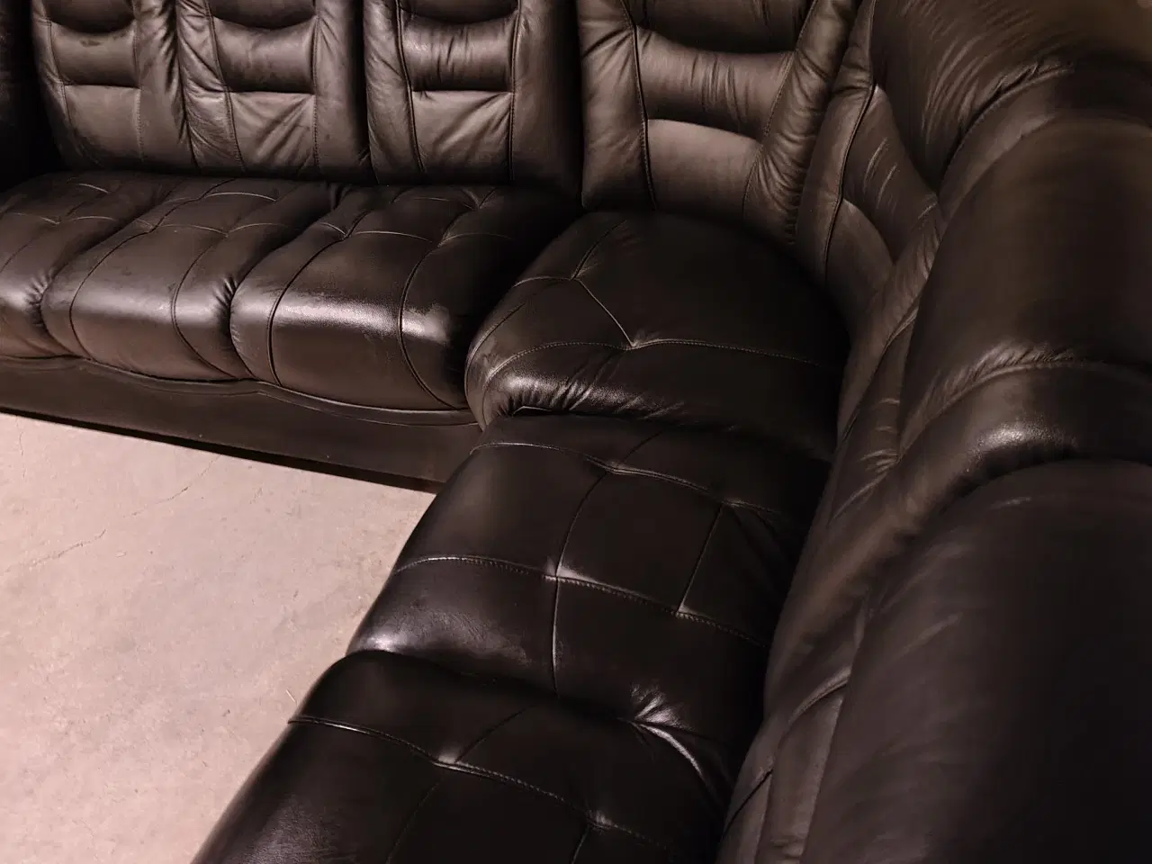 Billede 6 - Sort læder hjørnesofa 