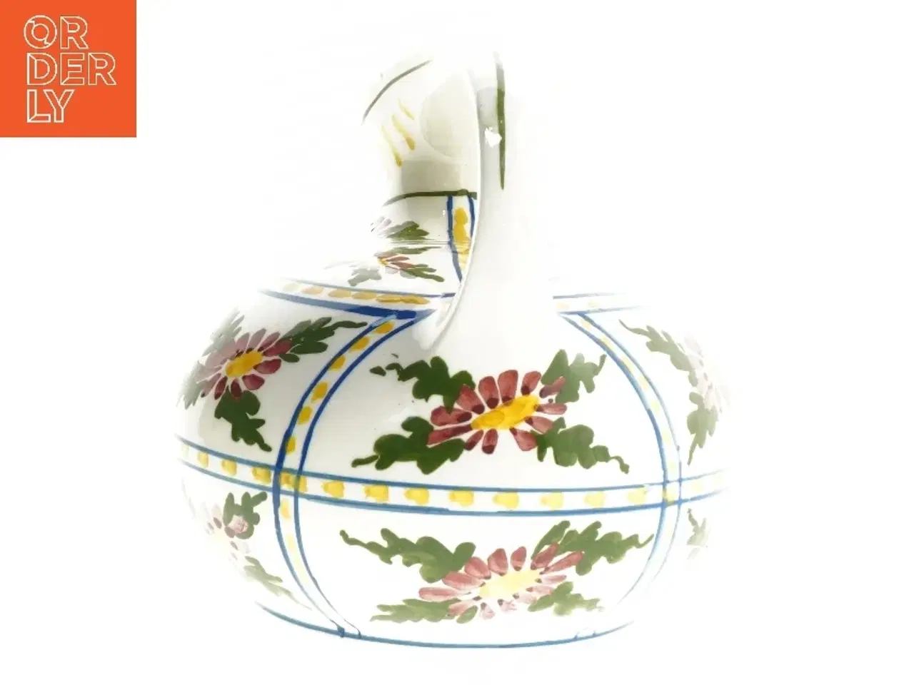 Billede 2 - Keramikkande med blomstermotiv (str. Ø 20 cm)
