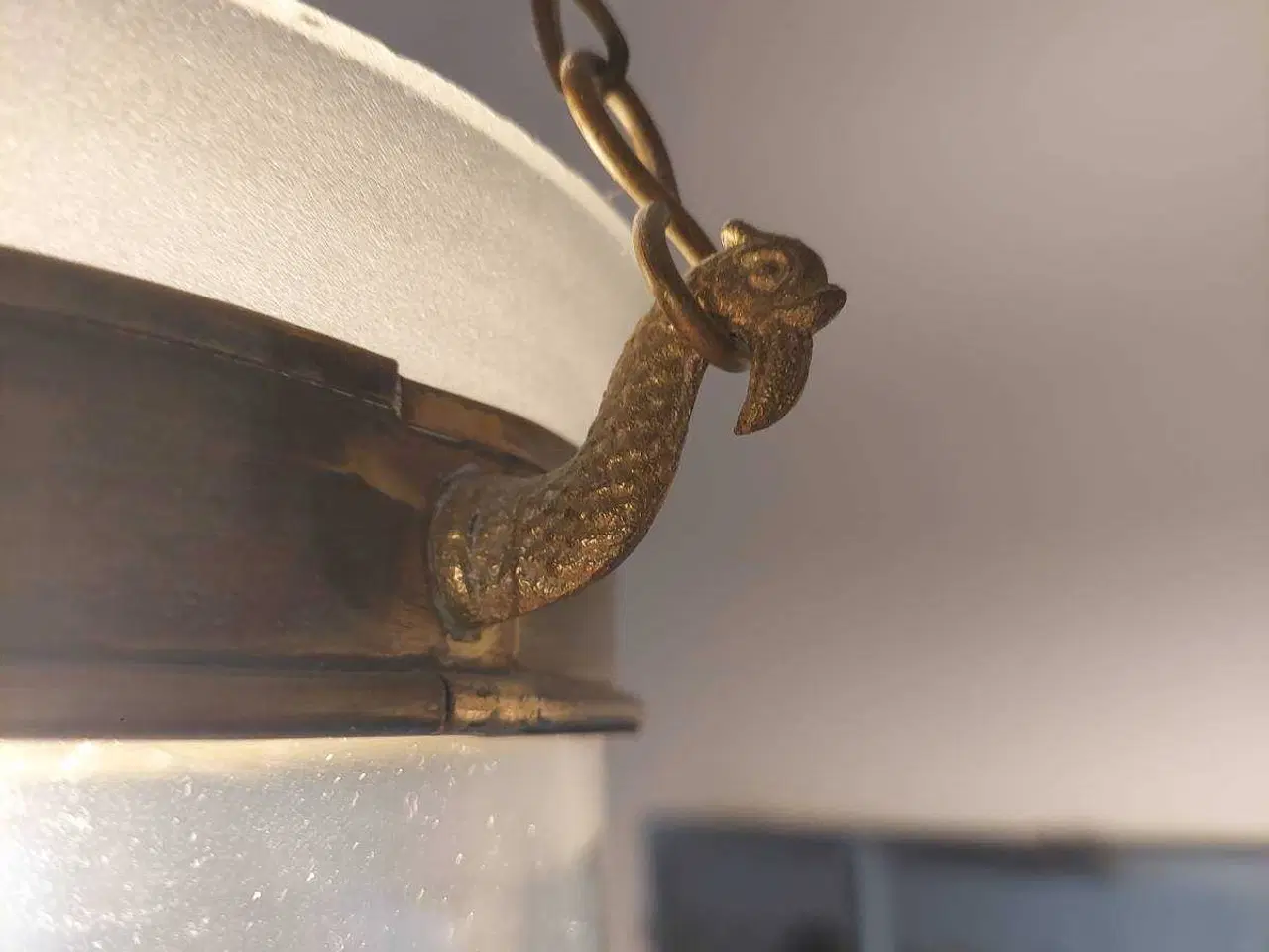 Billede 2 - Asiatisk loftlampe glas messinh