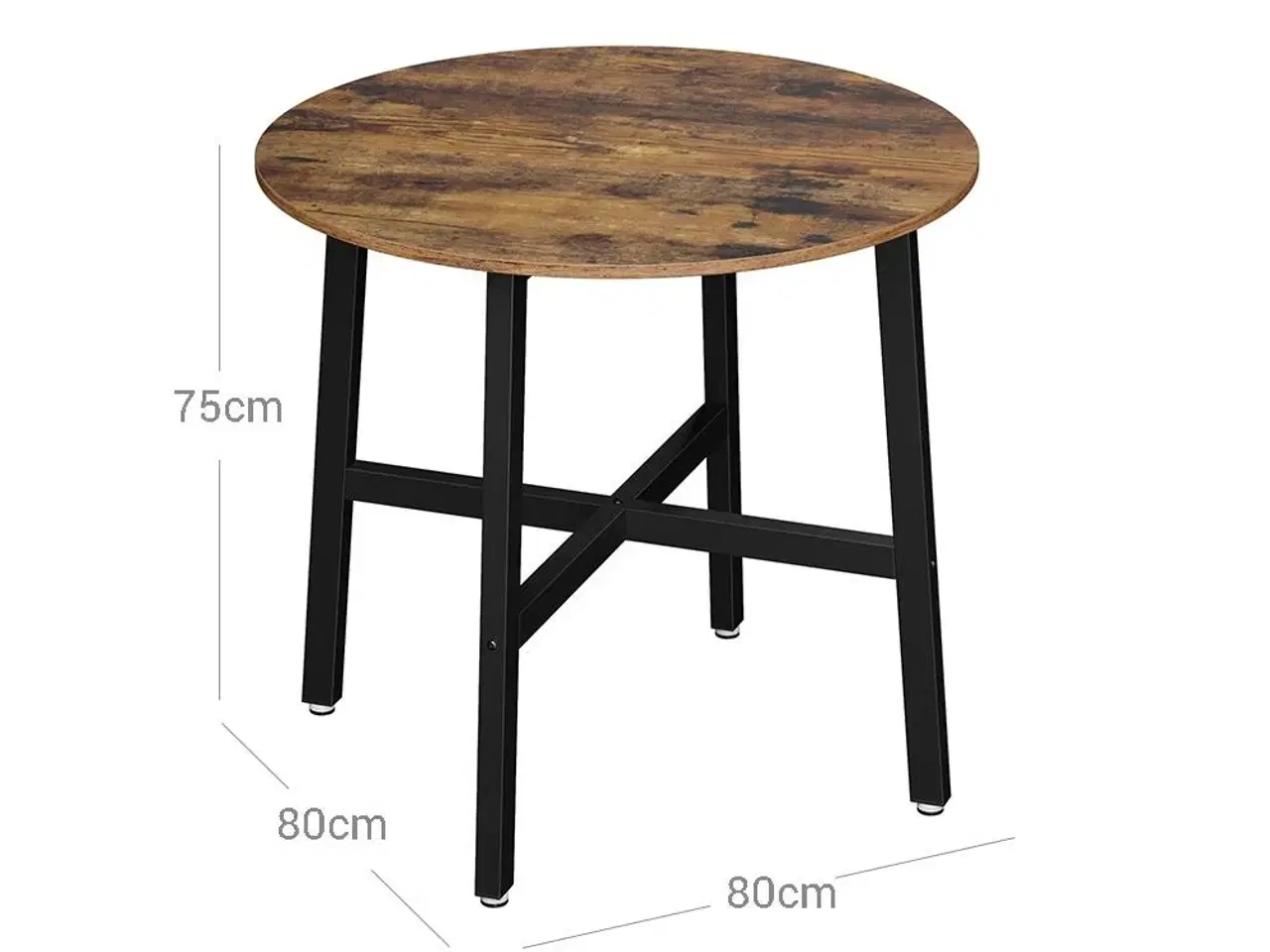 Billede 7 - Spisebord rundt – VASAGLE 80 × 75 cm, industrielt, rustik brun/sort