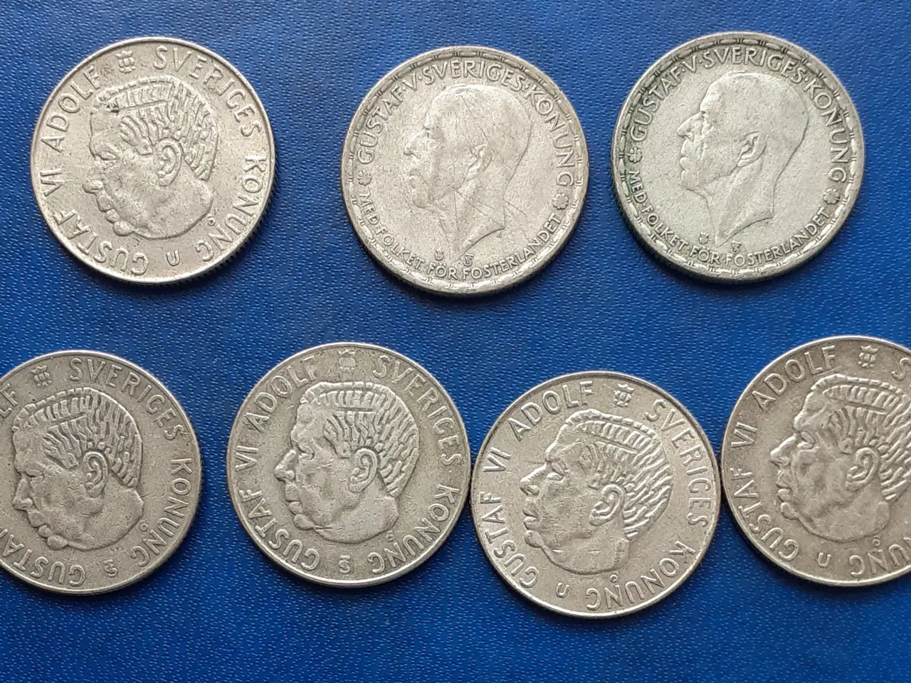 Billede 2 - Sverige, 1 kr sølv, 7 forskellige