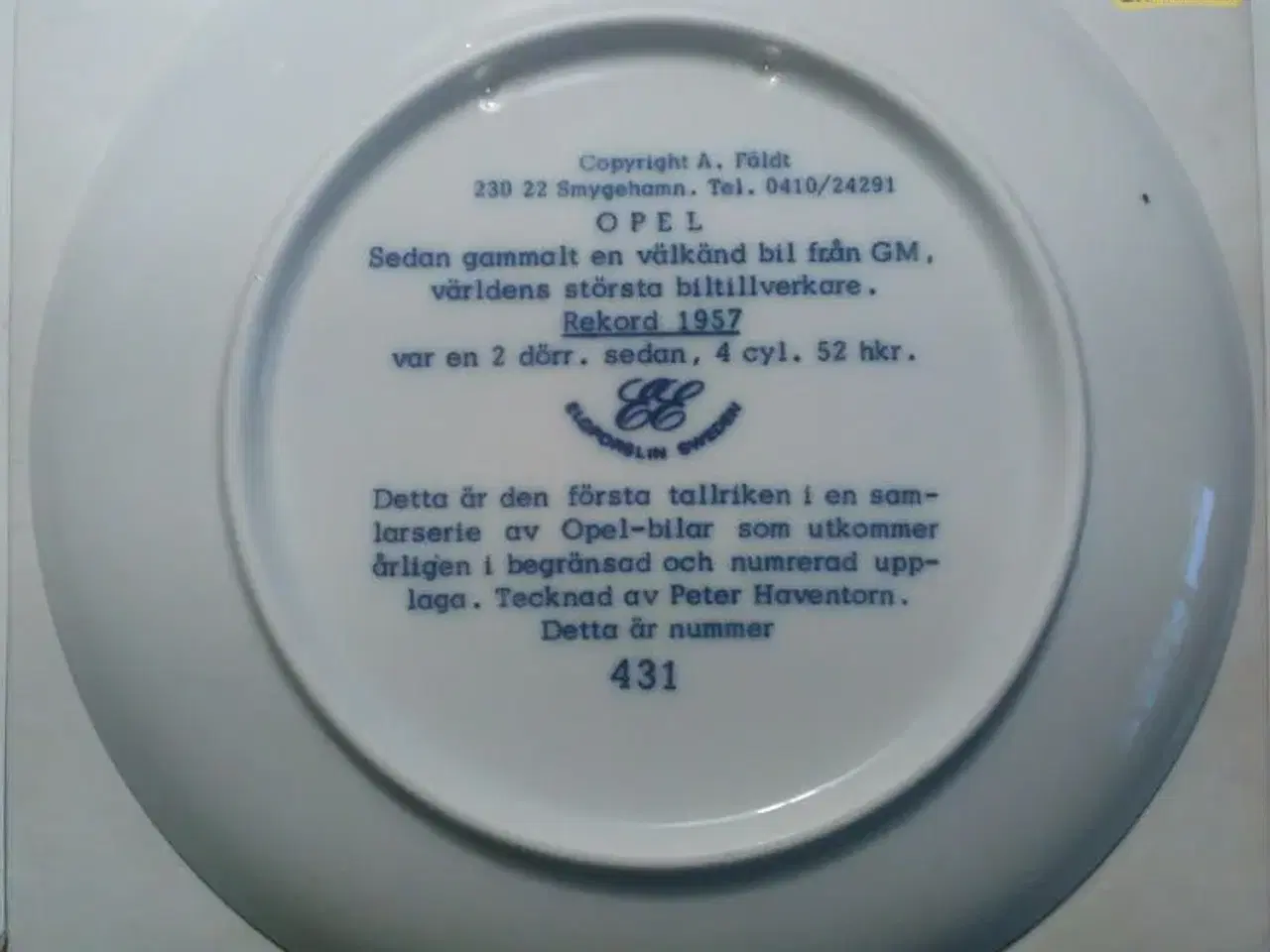 Billede 2 - Opel Rekord 1957 platte.