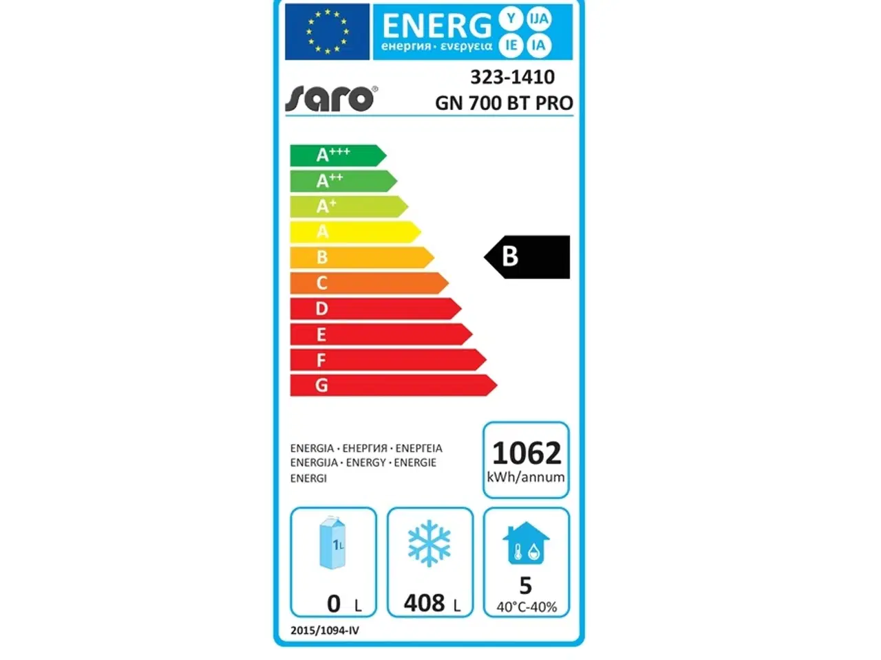 Billede 2 - Fryser – 408 liter – Model GN 700 BT PRO