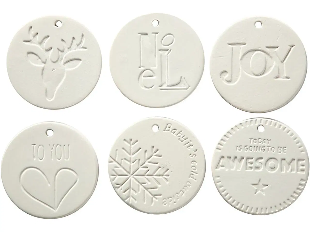 Billede 1 - Elegant hvidt terrakotta ophæng - 6 stk. pakke