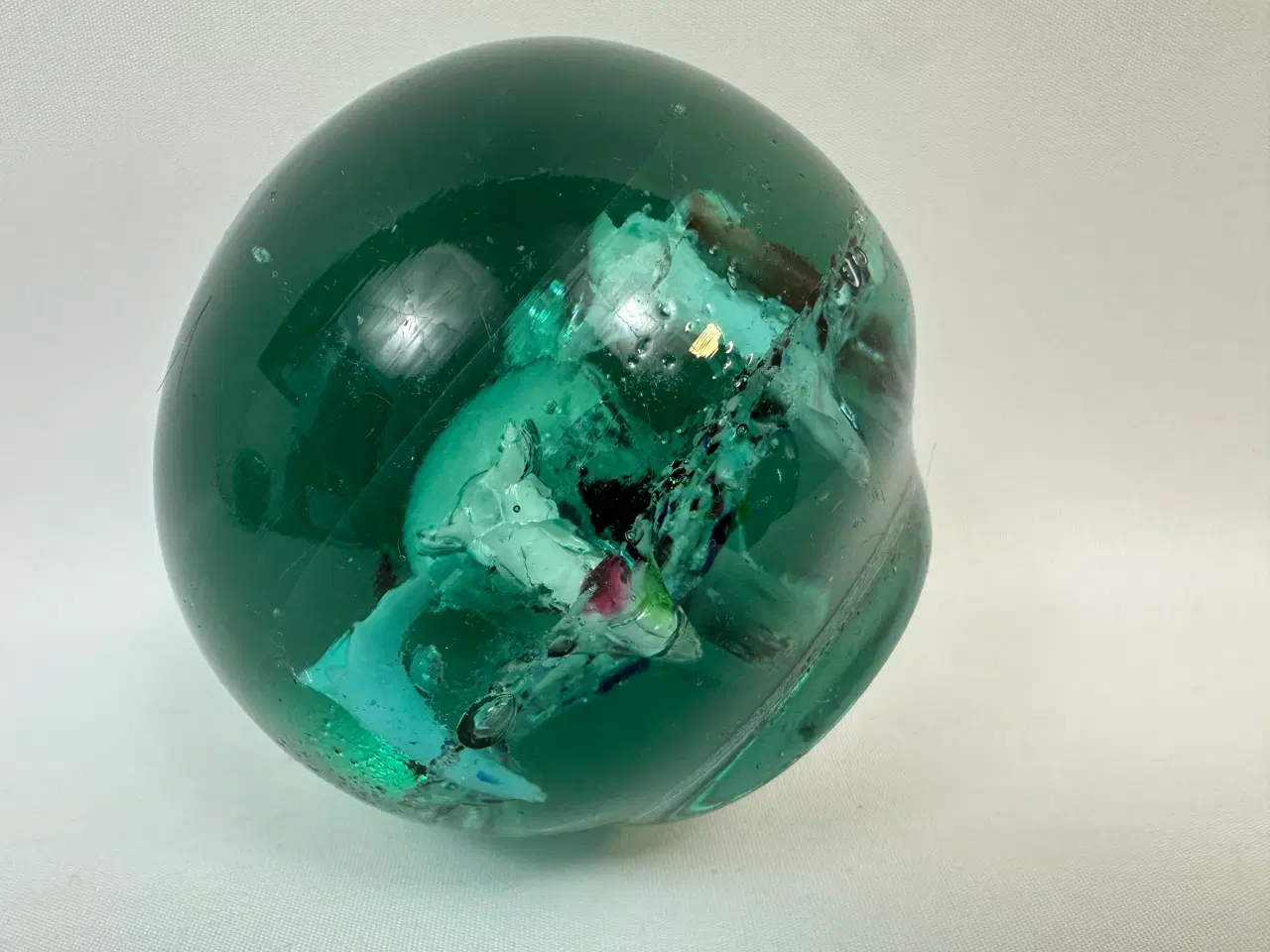 Billede 6 - Ældre brevpresse i glas (grønlig)