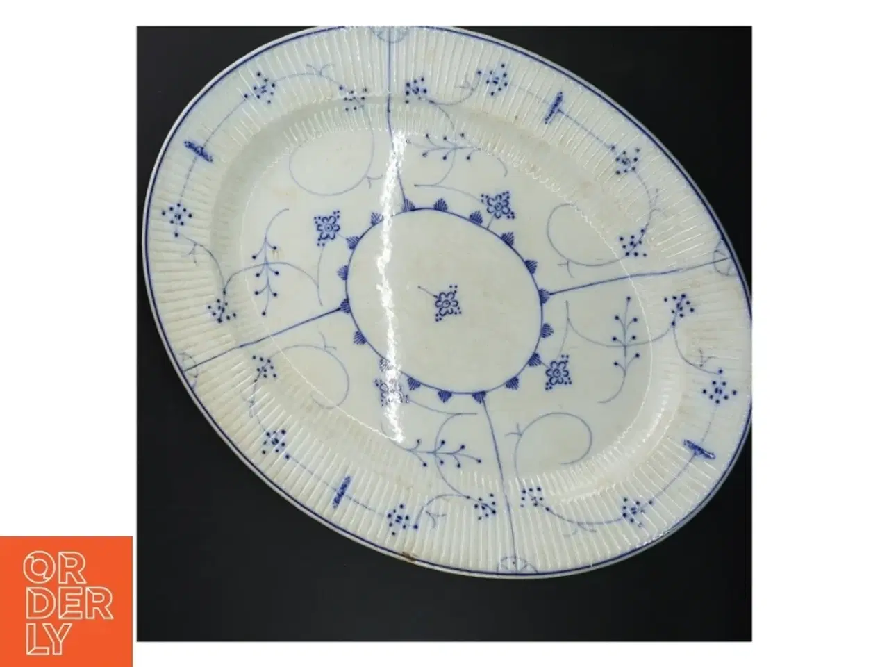 Billede 1 - Blåt og hvidt porcelænsfad (str. 45 x 36 cm)