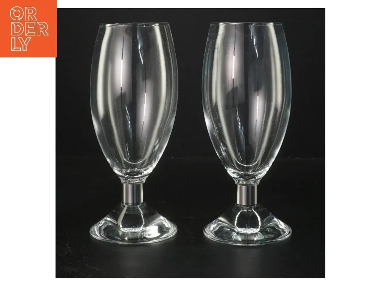 Billede 1 - Ølglas sæt fra Erik Bagger (str. 2 stk Ø 6,5 cm længde 19,5 cm)