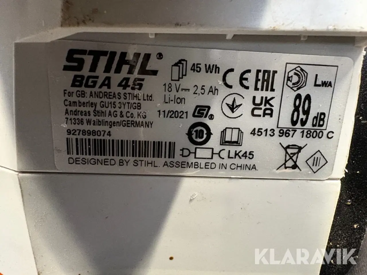 Billede 5 - Løvblæser Stihl BGA 45