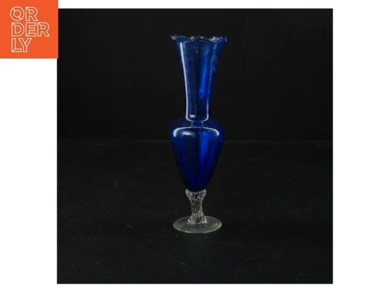 Billede 1 - Blåt glasvase (str. 19 x 6 cm)