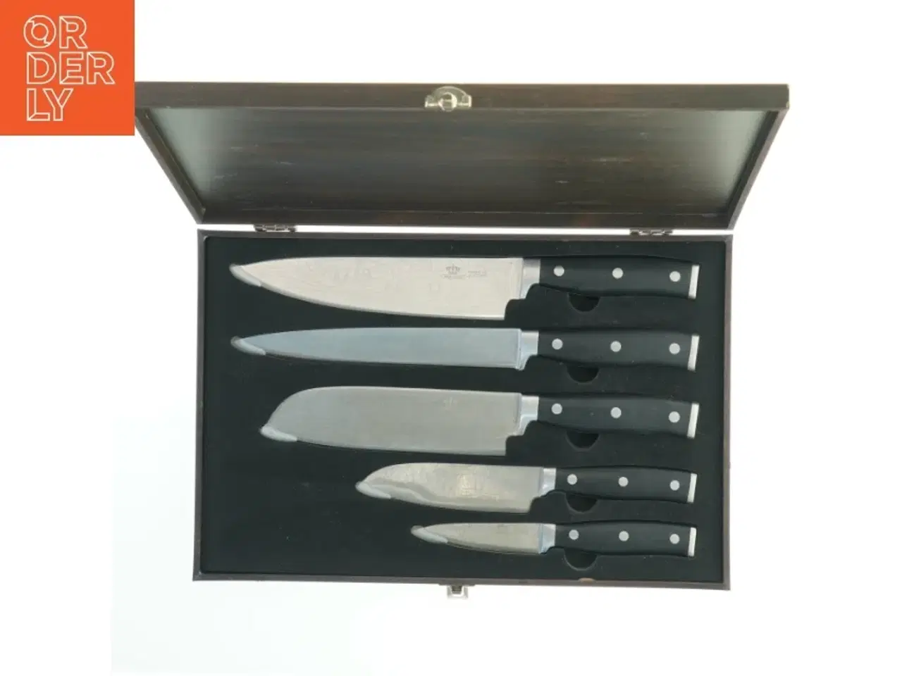 Billede 1 - Knivsæt i trækasse fra Royal Swiss (str. 38x25x4,5 cm)