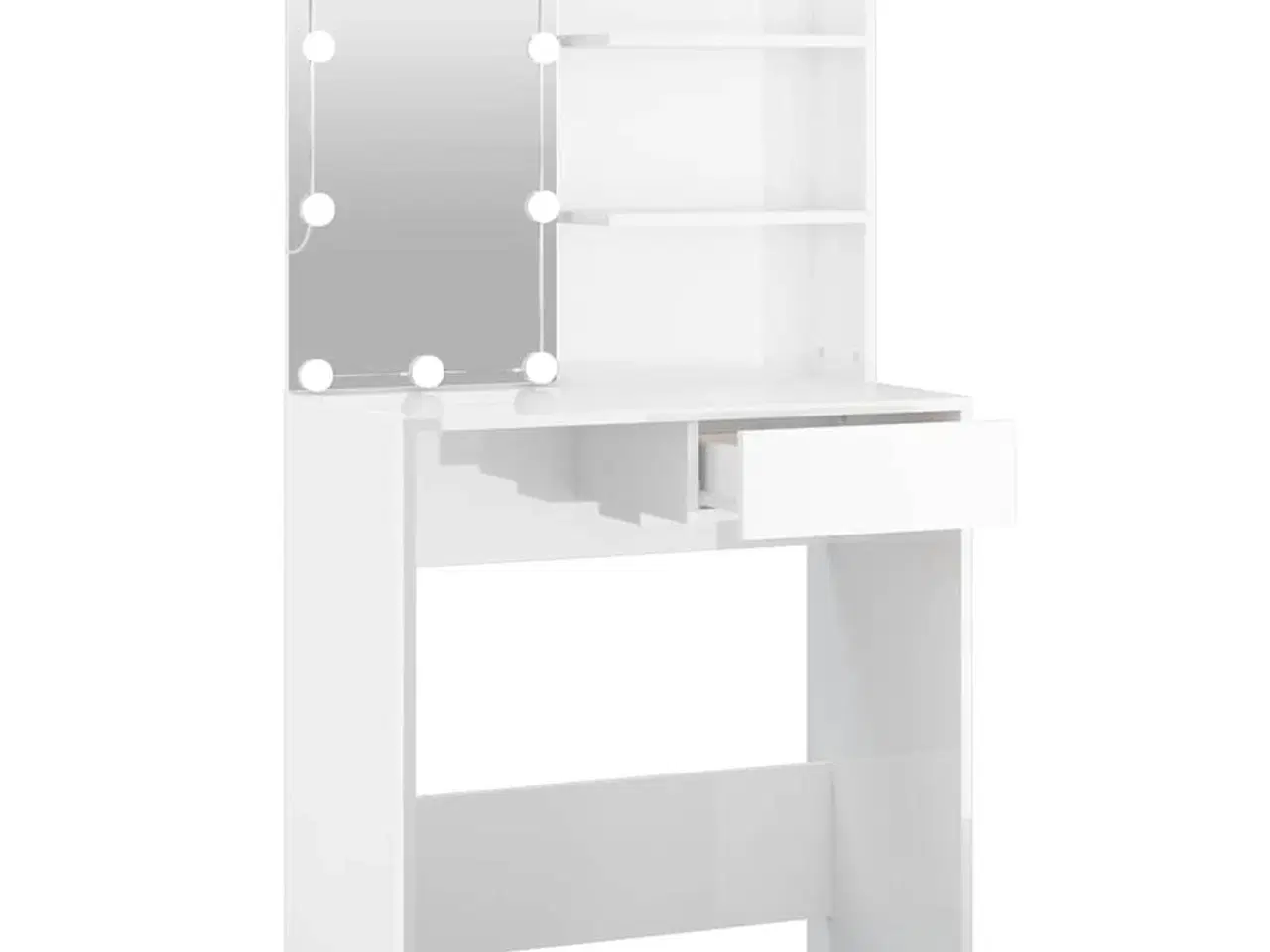 Billede 5 - Makeupbord med LED-lys 74,5x40x141 cm hvid højglans