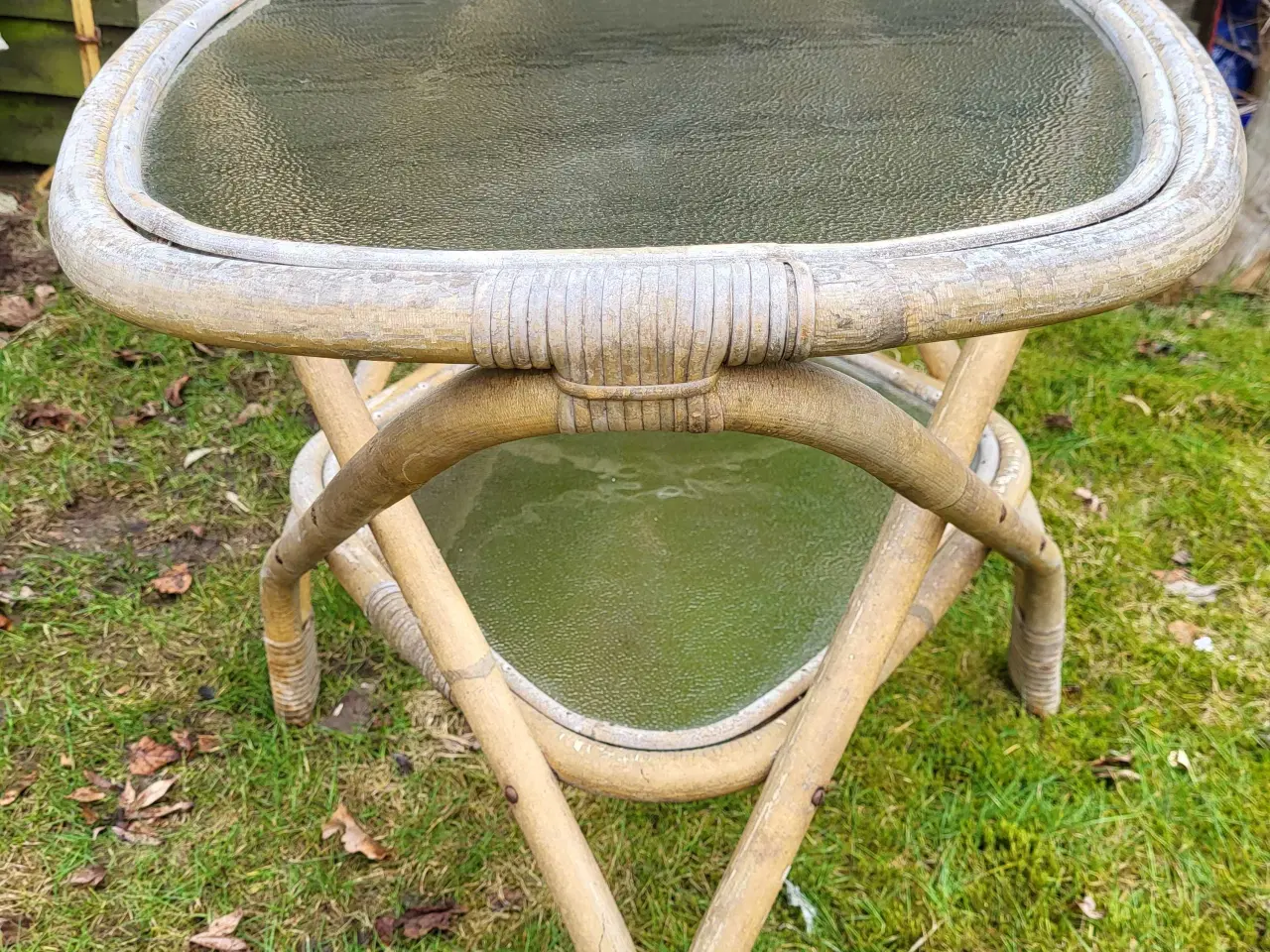 Billede 5 - Unikt stort bambusbord med to glasplader