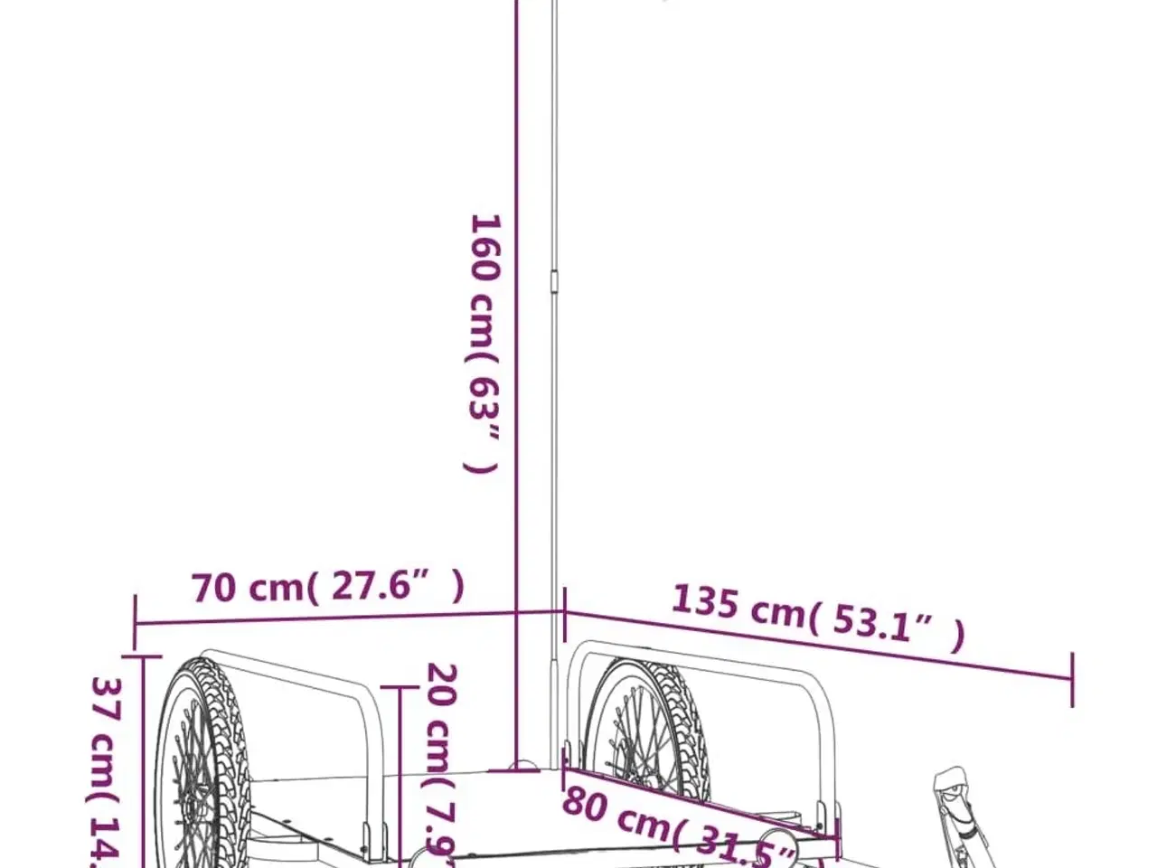 Billede 10 - Cykelanhænger 135x70x37 cm jern sort