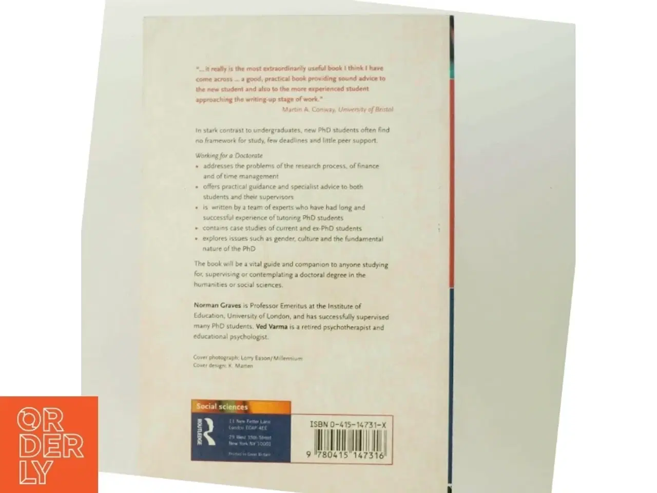 Billede 3 - Working for a doctorate : a guide for the humanities and social sciences (Bog)