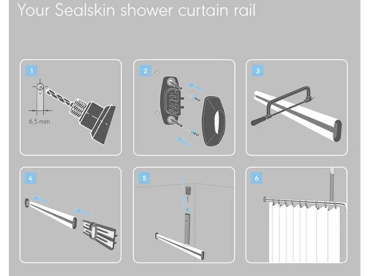 Billede 11 - Sealskin badeforhængsstang Easy-Roll sort