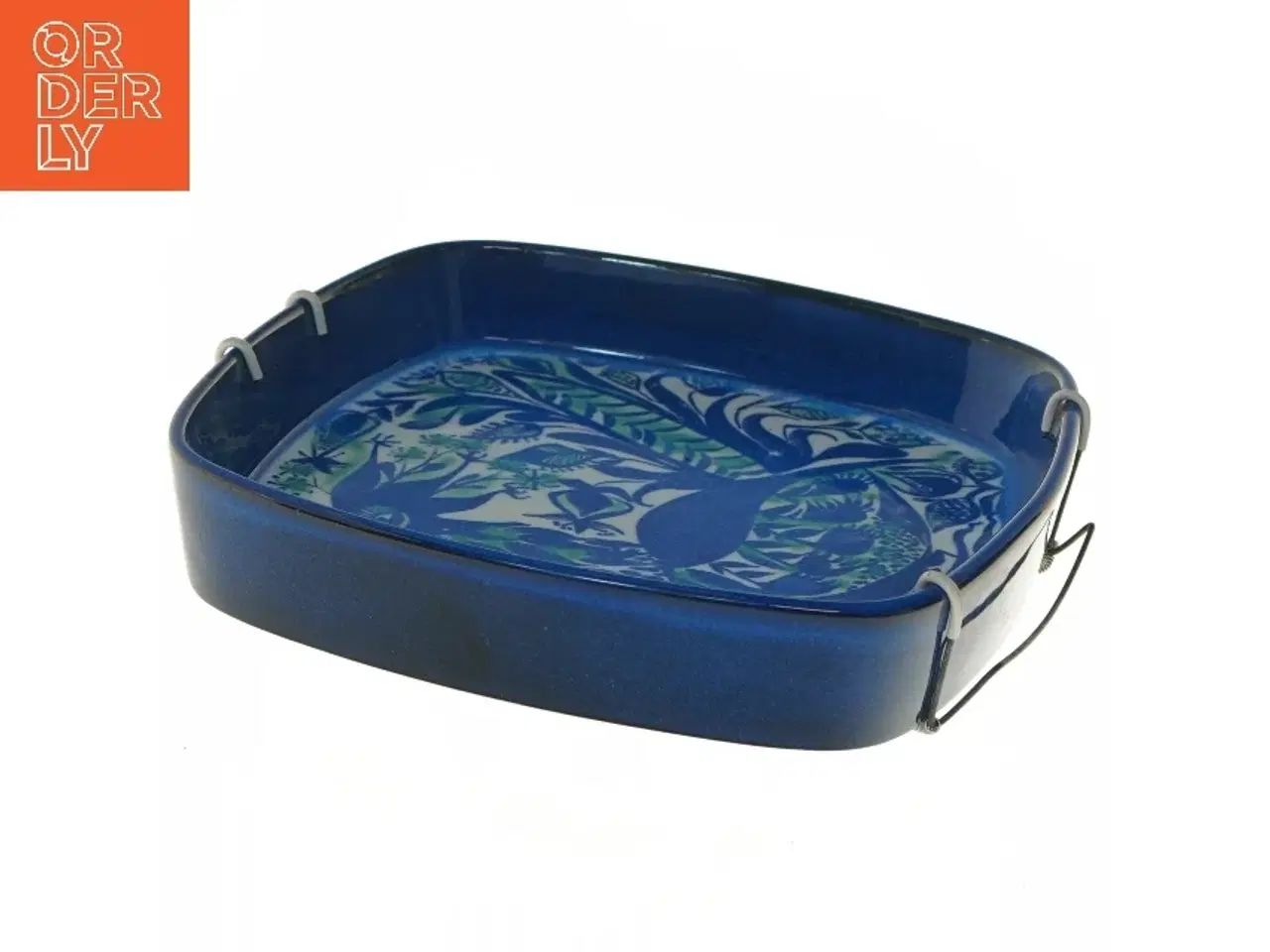 Billede 3 - Firkantet Blå Tallerken med Fuglemotiv fra Royal Copenhagen (str. Ø 22,5 cm)