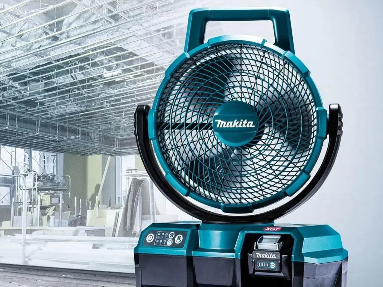Billede 2 - Ventilator gulv – Makita CF001GZ, sort/blå, 23,5 cm