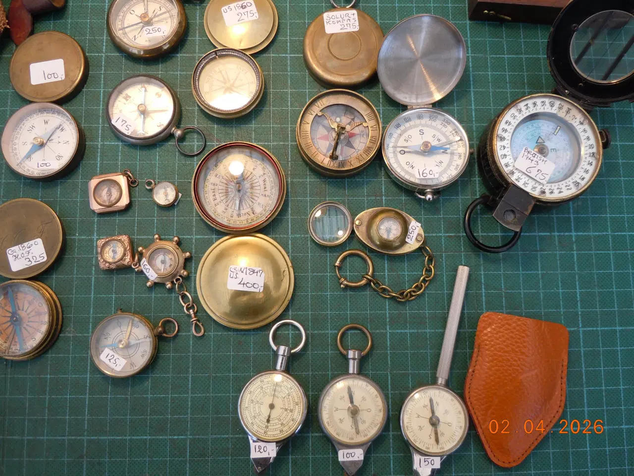 Billede 7 - Samling kompasser, Solur, træ, messing, bronze M.V