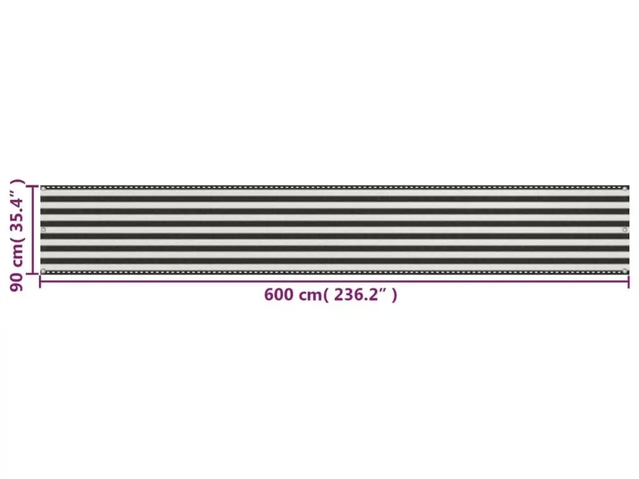 Billede 5 - Balkonafskærmning HDPE 90x600 cm antracitgrå/hvid