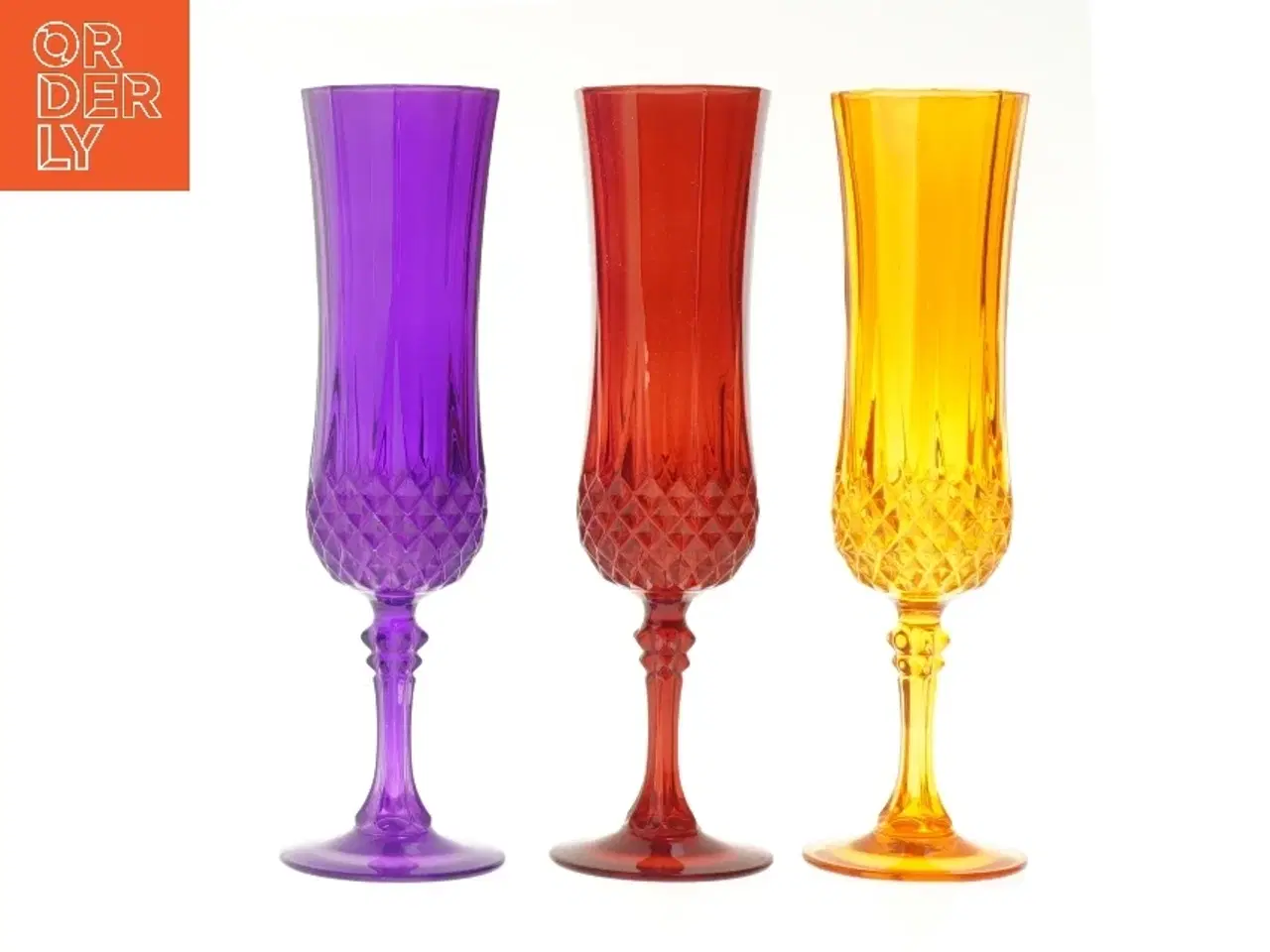Billede 1 - Farvede champagneglas, sæt af 3 (str. 20,5 cm)