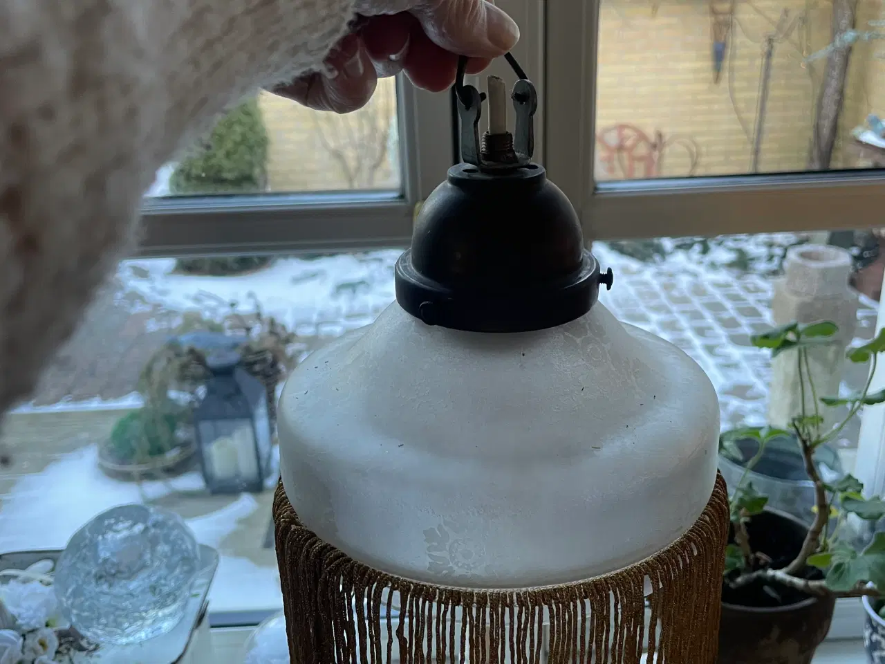 Billede 2 - Gammel loftlampe med perler