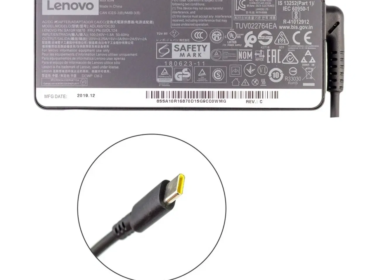 Billede 1 - USB-C Lenovo Strømforsyning - 20V 3.25A 65W - Original