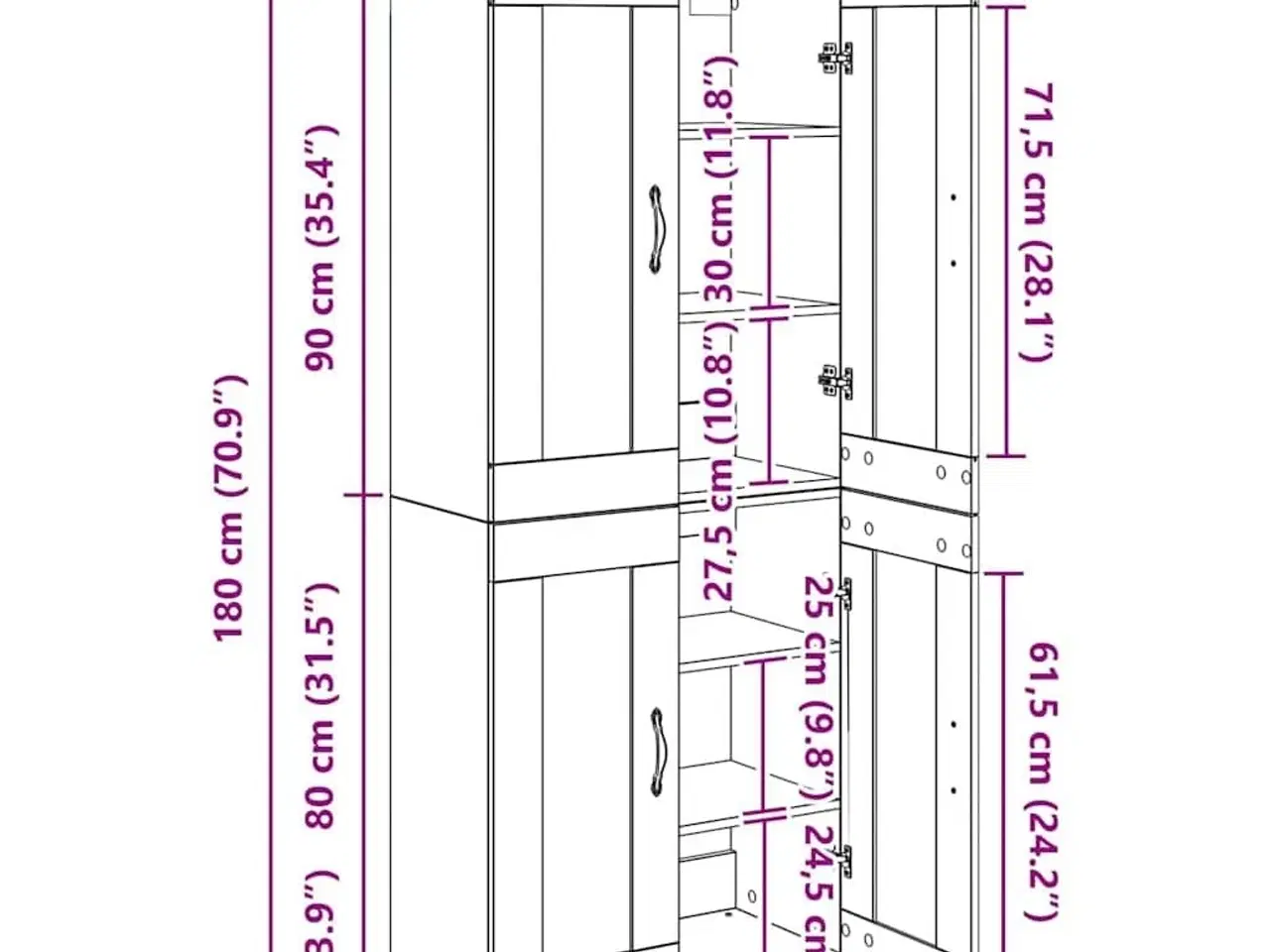 Billede 13 - Highboard 2 stk Sort eg 69,5 x 34 x 180 cm Konstrueret træ
