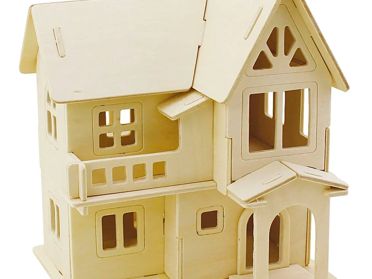 Billede 1 - 3D Konstruktionshus med Altan - Byg Selv, 15,8x17,5x19,5 cm