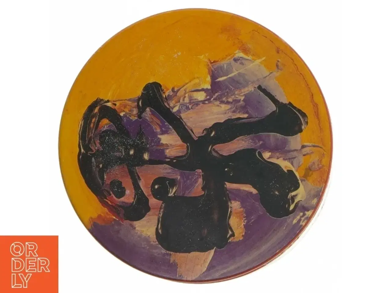 Billede 4 - Dekorativ dåse med abstrakt design fra Irma (str. Ø. 11,5. cm. længde. 15 cm)