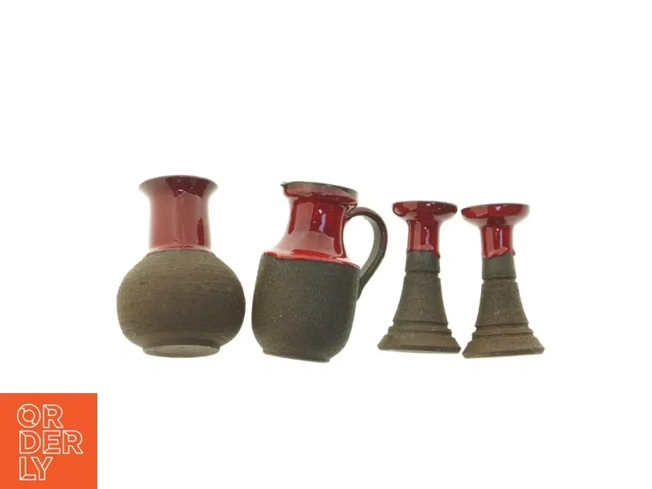 Billede 4 - Keramik lysestager og kande fra Lehmann Danmark (str. 14 x 7,5 cm og 15 x 12 cm og 16 x 12 x 9 cm)