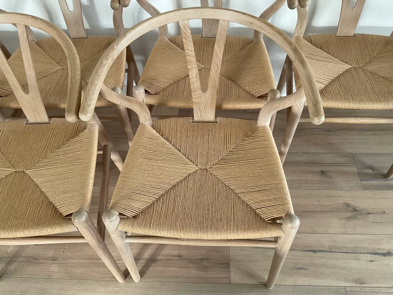 Billede 1 - Y stole eg hvidolieret m lædersæder