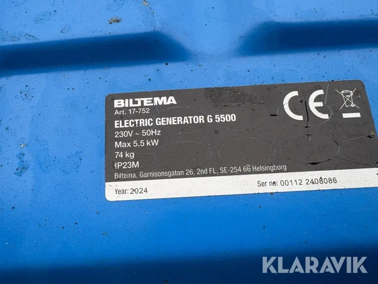 Billede 5 - Generator Biltema G5500 230 V / max. 5,5 kW 2styk