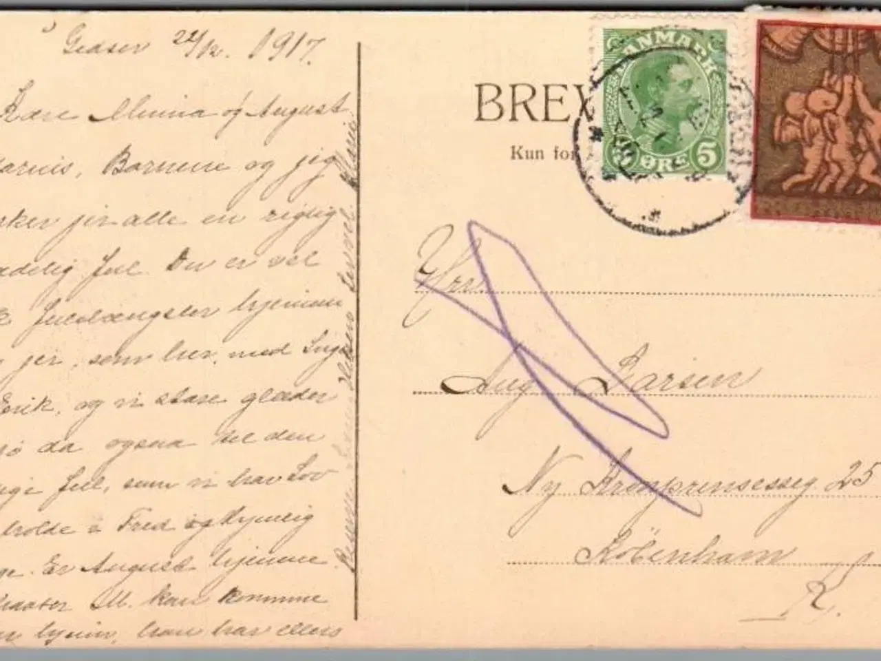 Billede 1 - Julemærke 1917 på Postkort