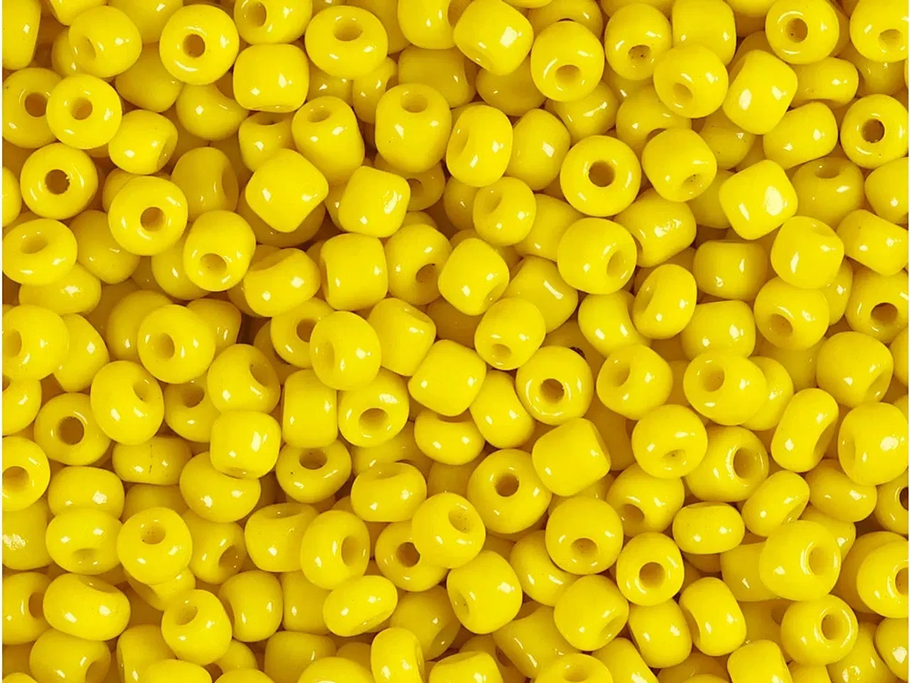 Billede 1 - Rocaiperler, diam. 3 mm, str. 8/0, hulstr. 0,6-1,0 mm, gul, 25g/ 1 pk.